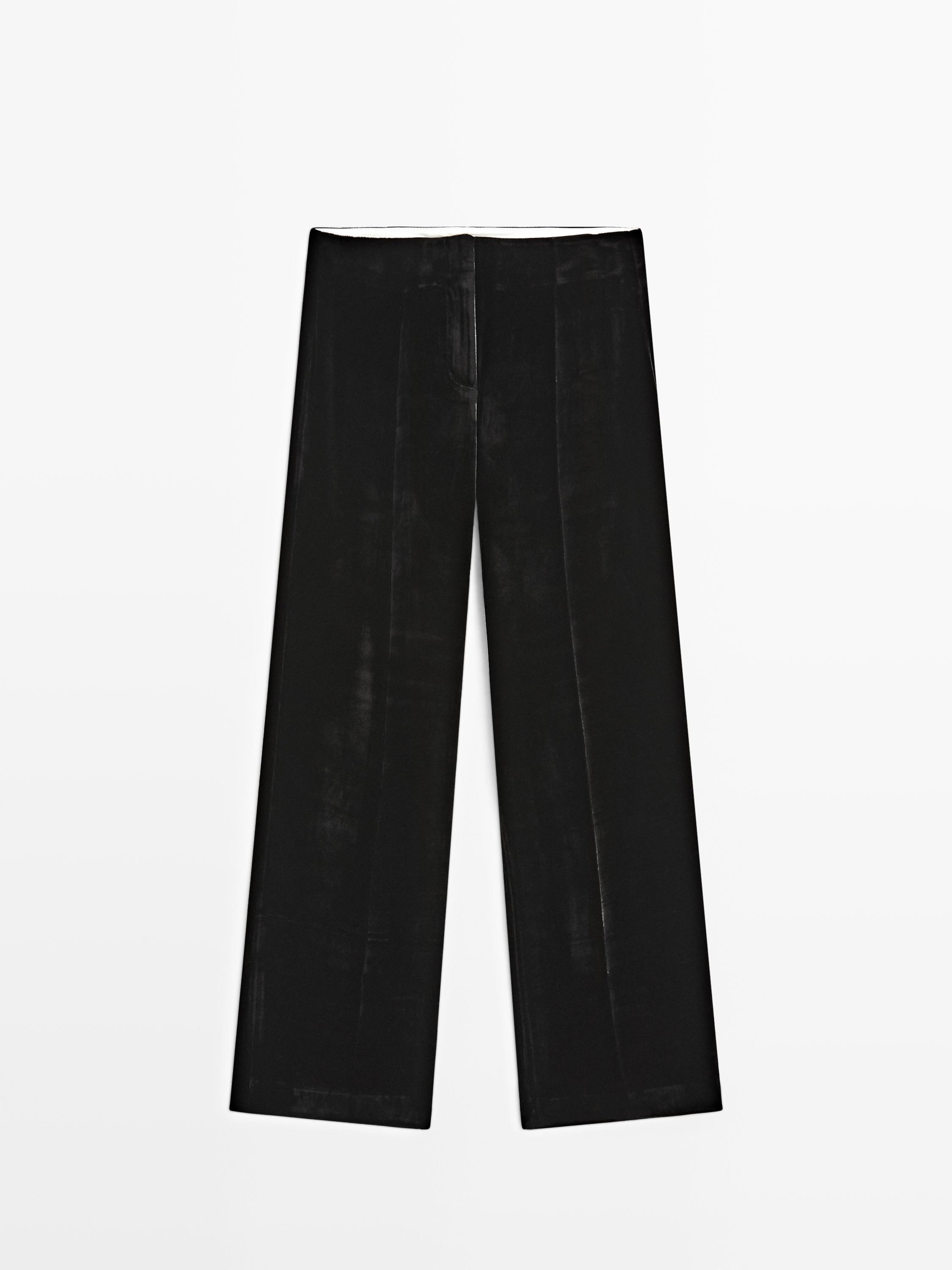 Wide-leg velvet trousers